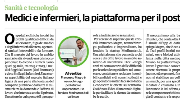 Medici e infermieri, la piattaforma per il posto (di lavoro) giusto